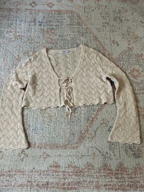NWT-Arizona Crop Crochet Tie-Front Cardigan-Size XL